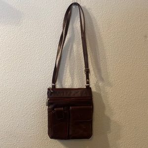Brown crossbody faux leather bag